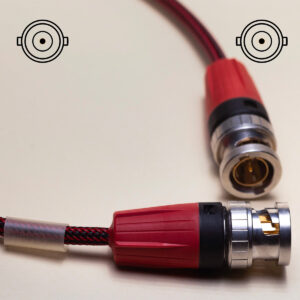 Câble BNC 3G Fin - 30 cm - Manchons Rouges - Tresse Rouge Carbone