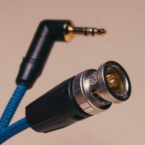 Câble Timecode Mini Jack Coudé BNC - 30 cm - Tresse Bleu nuit