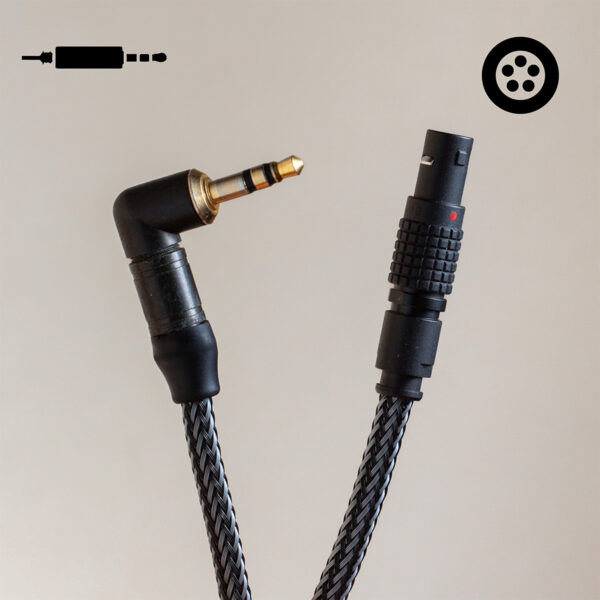 Câble Timecode TC IN Mini Jack Coudé - Lemo 5M Black Edition - 30 cm - Tresse Gris Carbone