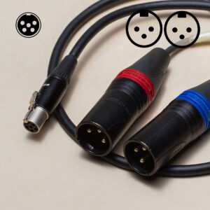 Câble Y TA5F - 2x XLR3M - 45 cm - Forme en µ : Raccord sur Connecteur #1 - Bague Connecteur Bleu #1 - Bague Connecteur Rouge #2